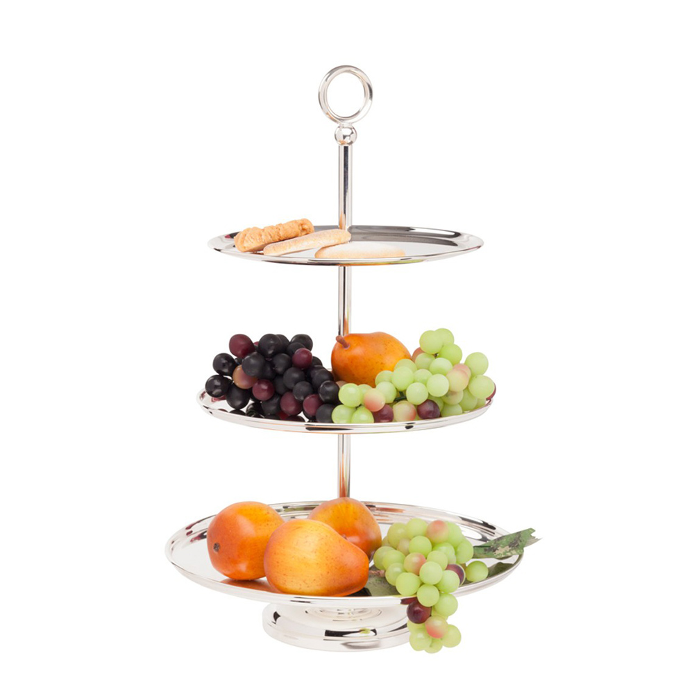 3 Tier Cake Stand in silver with fruits