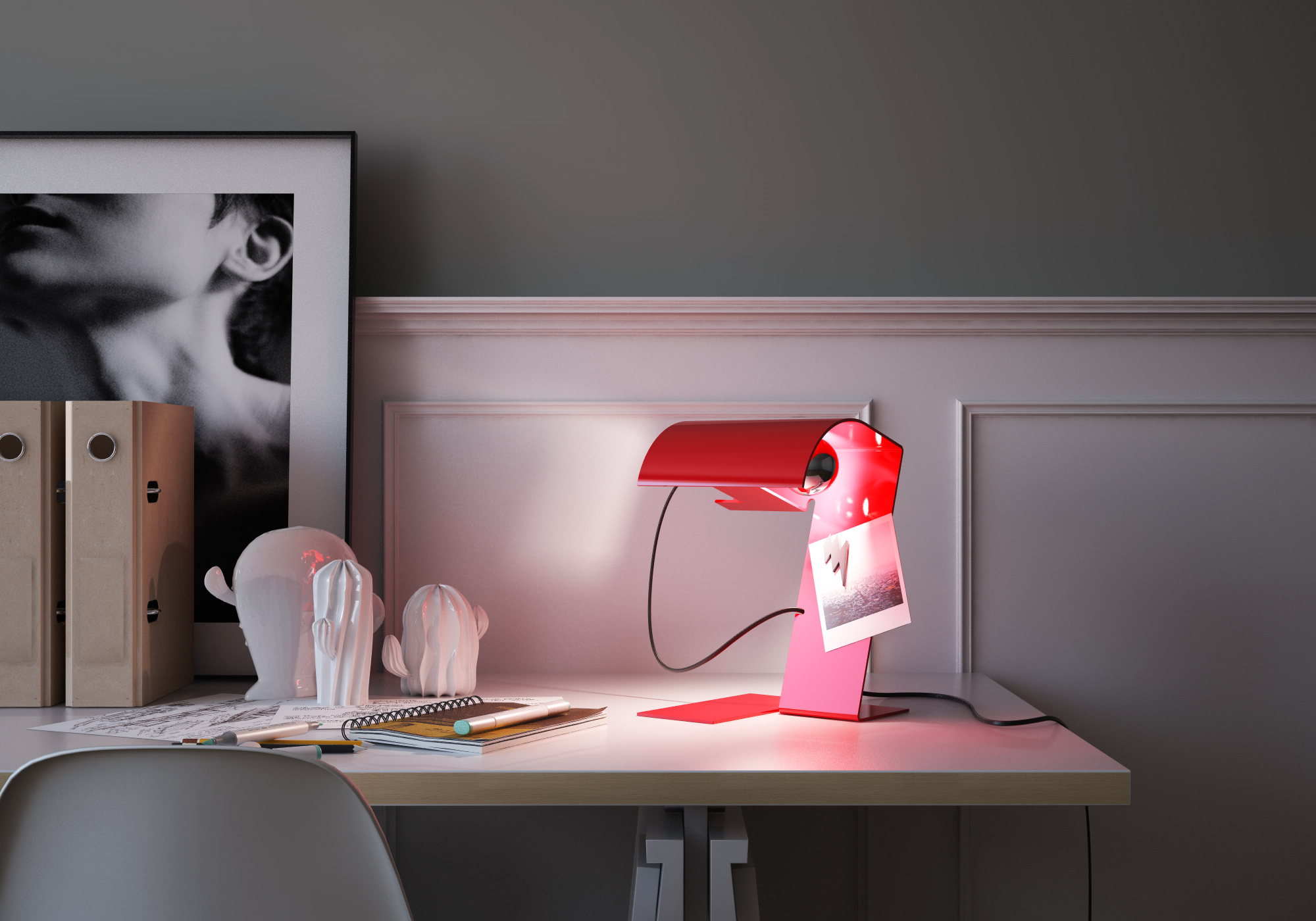 Bliz ambientazione_accesa codice icona lampada da tavolo blitz colore rosso ambientazione